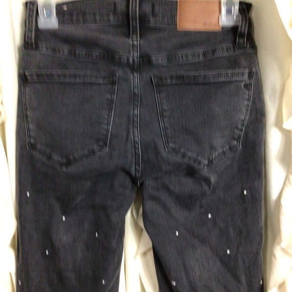 Madewell Cali Demi-Boot Dot Crop Button Fly Jeans Black 23 Mini Kick Flare - Picture 6 of 8